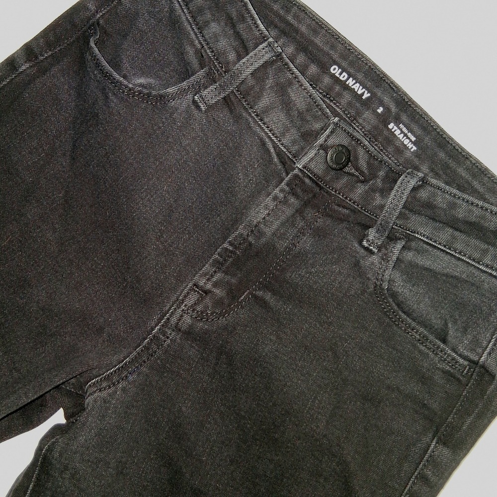 Old Navy High-Rise‎ Straight Leg Black Wash Jeans Women's Size 2